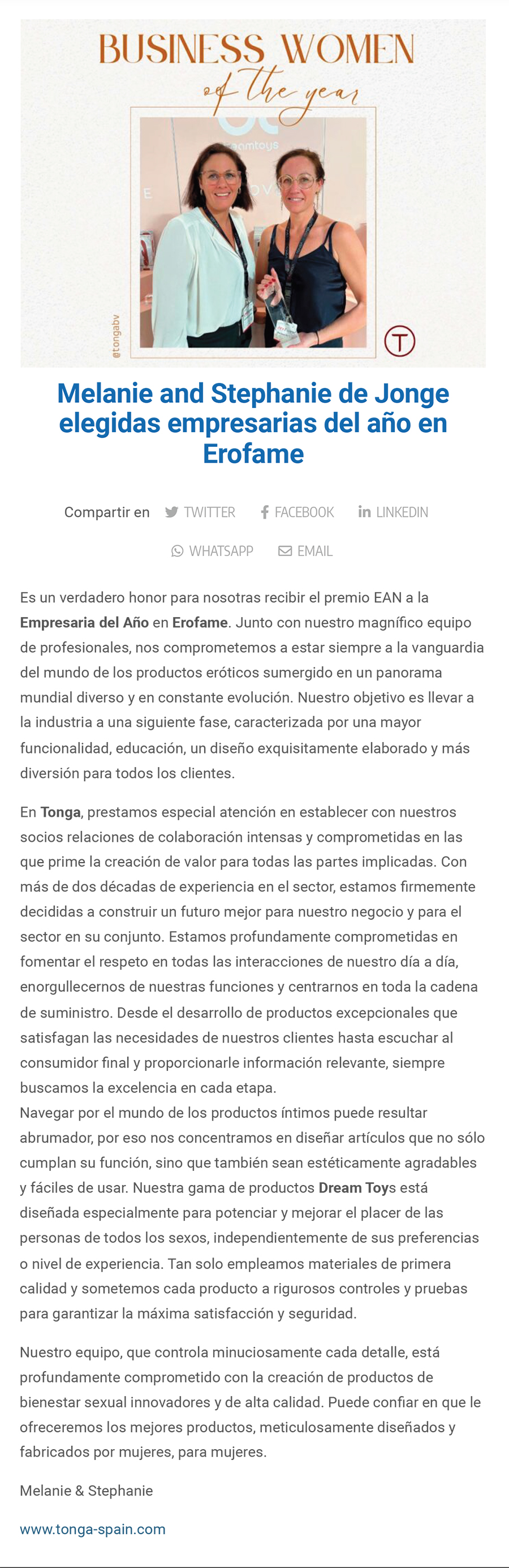 2023-10 Sugextions - Empresarias del año en Erofame
